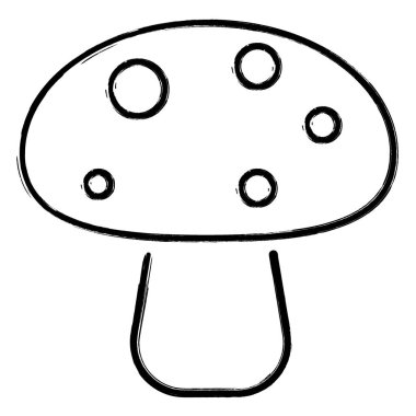 mantar simgesi, fırça darbeleri, beyaz sırt üzerinde vektör illüstrasyonu