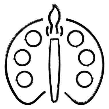 palet simgesi, fırça darbeleri, beyaz sırt sırtı üzerinde vektör illüstrasyonu