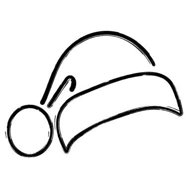 Noel Baba şapkası simgesi, fırça darbeleri, beyaz sırtlı vektör illüstrasyonu