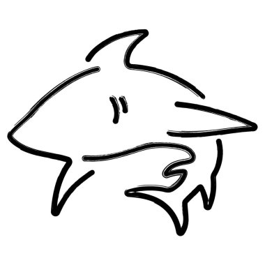 Köpekbalığı simgesi, fırça darbeleri, beyaz sırt Grou 'nun vektör illüstrasyonu