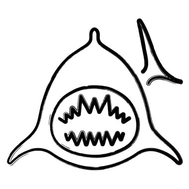 Köpekbalığı simgesi, fırça darbeleri, beyaz sırt Grou 'nun vektör illüstrasyonu