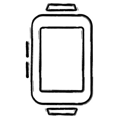 akıllı saat simgesi, fırça darbeleri, vektör illüstrasyonu beyaz ba