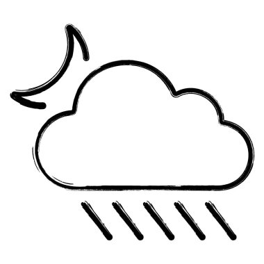 Fırtına simgesi, fırça darbeleri, beyaz arka Grou vektör illüstrasyonu