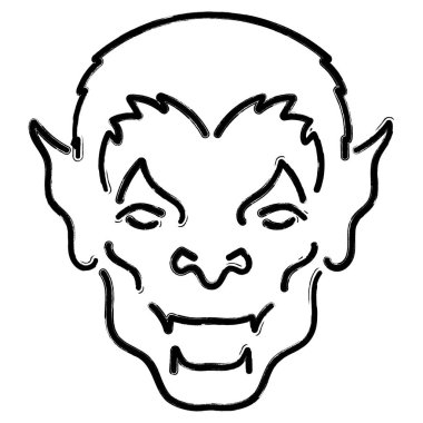 Vampir simgesi, fırça darbeleri, beyaz sırtlı vektör illüstrasyonu