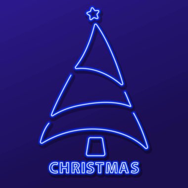 Noel ağacı neon tabelası, modern parlayan pankart tasarımı.