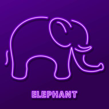 elephant neon sign, modern glowing banner design, colorful modern design trends on black background. Vector illustration.