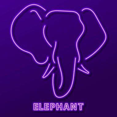 elephant neon sign, modern glowing banner design, colorful modern design trends on black background. Vector illustration.