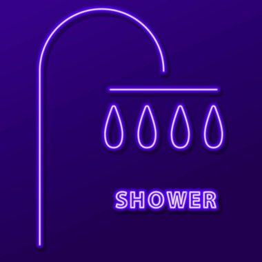 duş neon ışığı, modern parlayan pankart tasarımı.