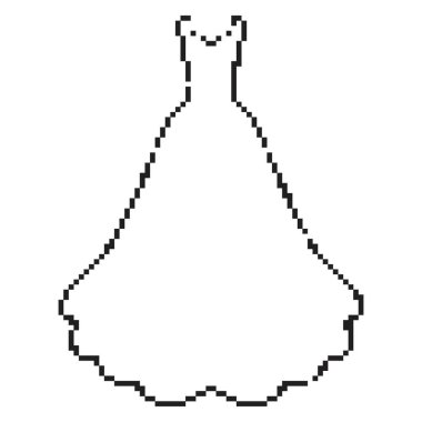 Gelinlik pikseli ikonu, 8-bit. İzole vektör illüstrasyonu.