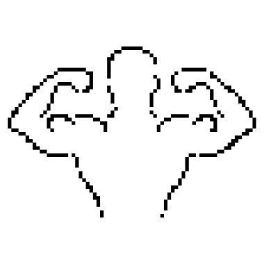 biceps piksel simgesi, 8-bit. İzole vektör illüstrasyonu.