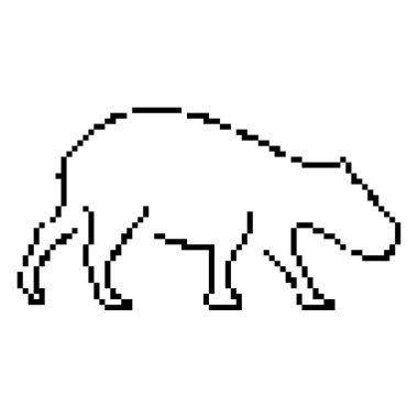 Capybara piksel simgesi, 8-bit. İzole vektör illüstrasyonu.