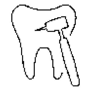 Dişçi diş pikseli ikonu, 8-bit. İzole vektör illüstrasyonu.