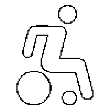 Engelli kişi piksel simgesi, 8-bit. İzole vektör illüstrasyonu.