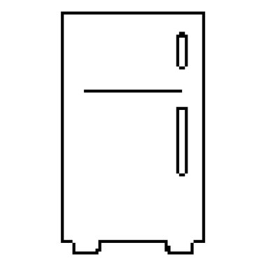 Buzdolabı pikseli ikonu, 8-bit. İzole vektör illüstrasyonu.