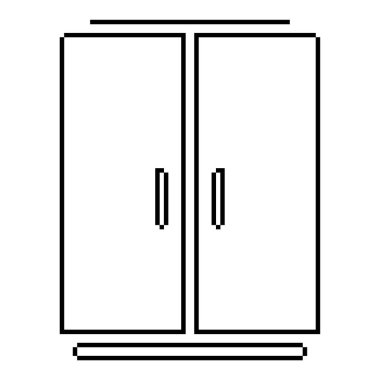 Buzdolabı pikseli ikonu, 8-bit. İzole vektör illüstrasyonu.