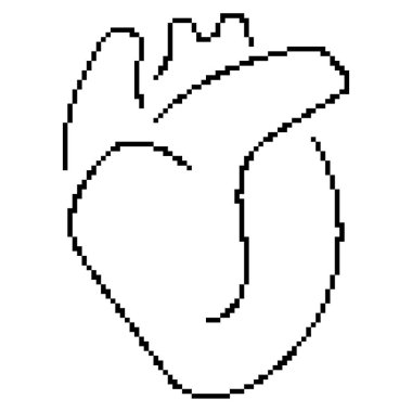 Kalp organ pikseli ikonu, 8-bit. İzole vektör illüstrasyonu.