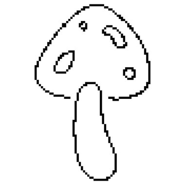 Mantar pikseli simgesi, 8-bit. İzole vektör illüstrasyonu.