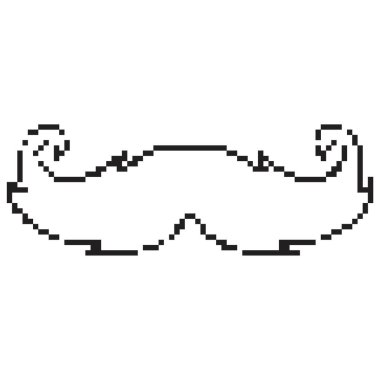 Bıyık pikseli simgesi, 8-bit. İzole vektör illüstrasyonu.