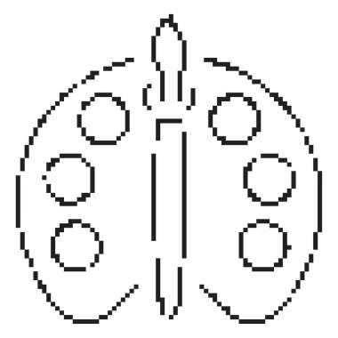Palet piksel simgesi, 8-bit. İzole vektör illüstrasyonu.