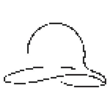 Pamela şapka pikseli ikonu, 8-bit. İzole vektör illüstrasyonu.