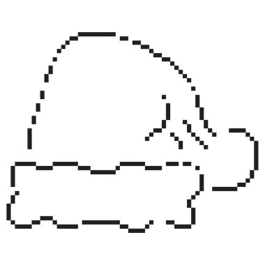 Noel Baba şapkası pikseli ikonu, 8-bit. İzole vektör illüstrasyonu.