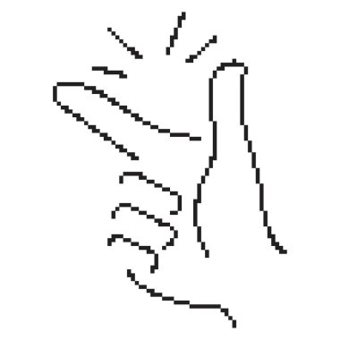 Parmak şıklatma pikseli simgesi, 8-bit. İzole vektör illüstrasyonu.