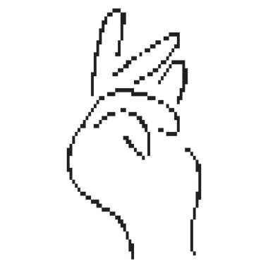 Parmak şıklatma pikseli simgesi, 8-bit. İzole vektör illüstrasyonu.