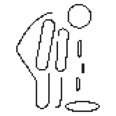 Kusmuk pikseli simgesi, 8-bit. İzole vektör illüstrasyonu.