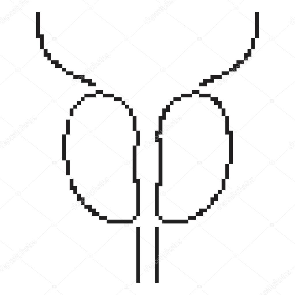 Prostatitis pixel icon, 8-bit. Isolated vector illustration.