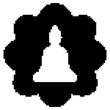 Budizm pikseli ikonu, 8-bit. Beyaz arkaplanda vektör illüstrasyonu.