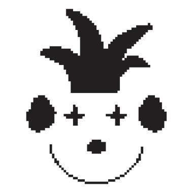 Palyaço pikseli simgesi, 8-bit. Beyaz arkaplanda vektör illüstrasyonu.