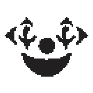 Palyaço pikseli simgesi, 8-bit. Beyaz arkaplanda vektör illüstrasyonu.