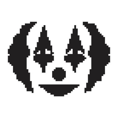 Palyaço pikseli simgesi, 8-bit. Beyaz arkaplanda vektör illüstrasyonu.