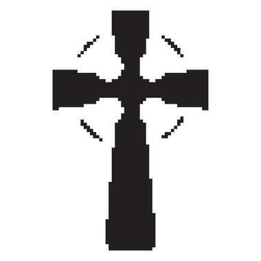 Hristiyan çapraz pikseli simgesi, 8-bit. Beyaz arkaplanda vektör illüstrasyonu.