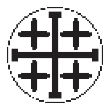 Hristiyan çapraz pikseli simgesi, 8-bit. Beyaz arkaplanda vektör illüstrasyonu.