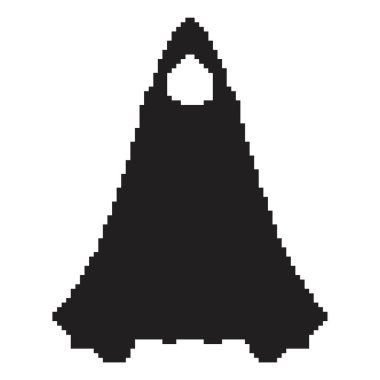 Koyu cüppeli piksel simgesi, 8-bit. Beyaz arkaplanda vektör illüstrasyonu.