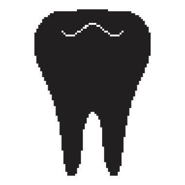 Dişçi diş pikseli ikonu, 8-bit. Beyaz arkaplanda vektör illüstrasyonu.