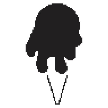 Dondurma pikseli ikonu, 8-bit. Beyaz arkaplanda vektör illüstrasyonu