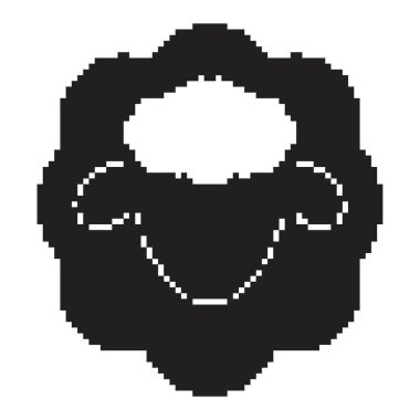 Kuzu pikseli ikonu, 8-bit. Beyaz arkaplanda vektör illüstrasyonu.