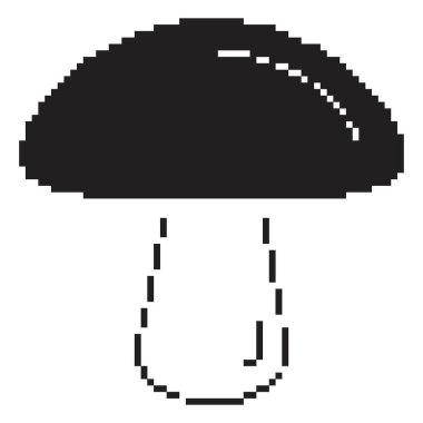 Mantar pikseli simgesi, 8-bit. Beyaz arkaplanda vektör illüstrasyonu.