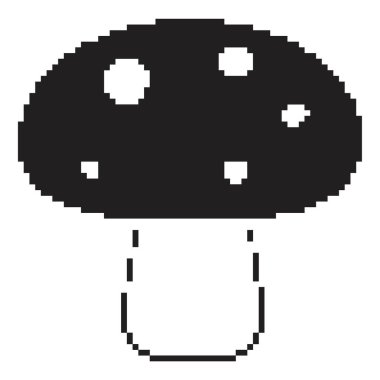 Mantar pikseli simgesi, 8-bit. Beyaz arkaplanda vektör illüstrasyonu.