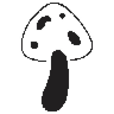 Mantar pikseli simgesi, 8-bit. Beyaz arkaplanda vektör illüstrasyonu.