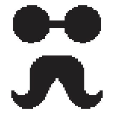 Bıyık pikseli simgesi, 8-bit. Beyaz arkaplanda vektör illüstrasyonu.