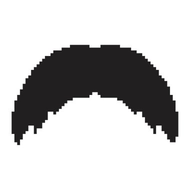 Bıyık pikseli simgesi, 8-bit. Beyaz arkaplanda vektör illüstrasyonu.