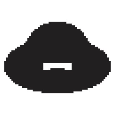 Pamela şapka pikseli ikonu, 8-bit. Beyaz arkaplanda vektör illüstrasyonu.