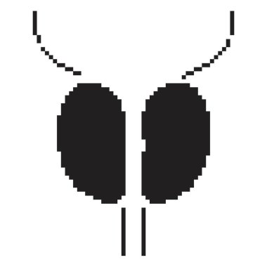 Prostat pikseli ikonu, 8-bit. Beyaz arkaplanda vektör illüstrasyonu.