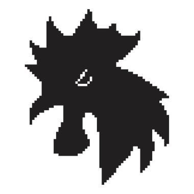 Horoz pikseli simgesi, 8-bit. Beyaz arkaplanda vektör illüstrasyonu.