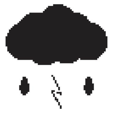 Fırtına pikseli simgesi, 8-bit. Beyaz arkaplanda vektör illüstrasyonu.