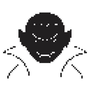 Vampir pikseli ikonu, 8-bit. Beyaz arkaplanda vektör illüstrasyonu.