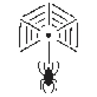Örümcek pikseli ikonu, 8-bit. Beyaz arkaplanda vektör illüstrasyonu.
